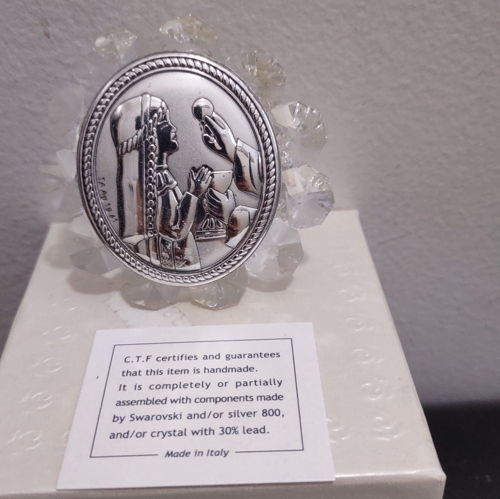 Silver Handmade Religious Art with Crystal Accents